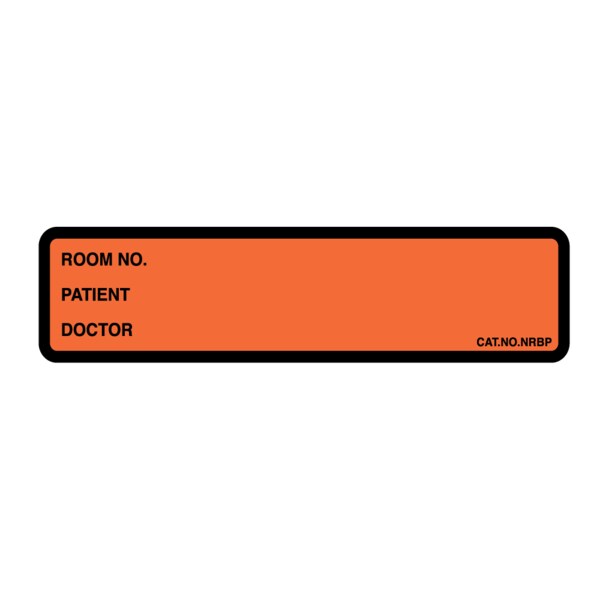 Printed Chart Labels -Room No, name, Doctor 1-3/8" x5-3/8" Ornge w/Blk